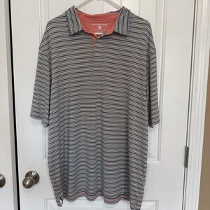 Southern Shirt Polo Men’s XXL 2XL Short Sleeve Casual Preppy Navy Coral Stripes